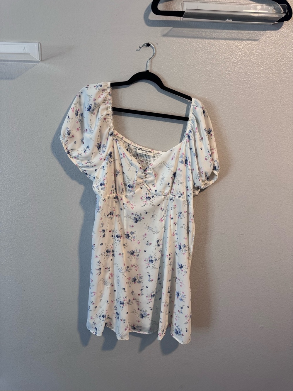 Ivory Floral Puff Sleeve Mini Dress